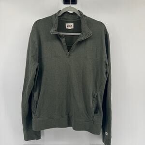 Pact Organic Cotton 1/4 Zip Pullover Sweater Womens L Dark Green Stretch Lounge